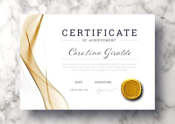 Certificat / Attestation – Format A4